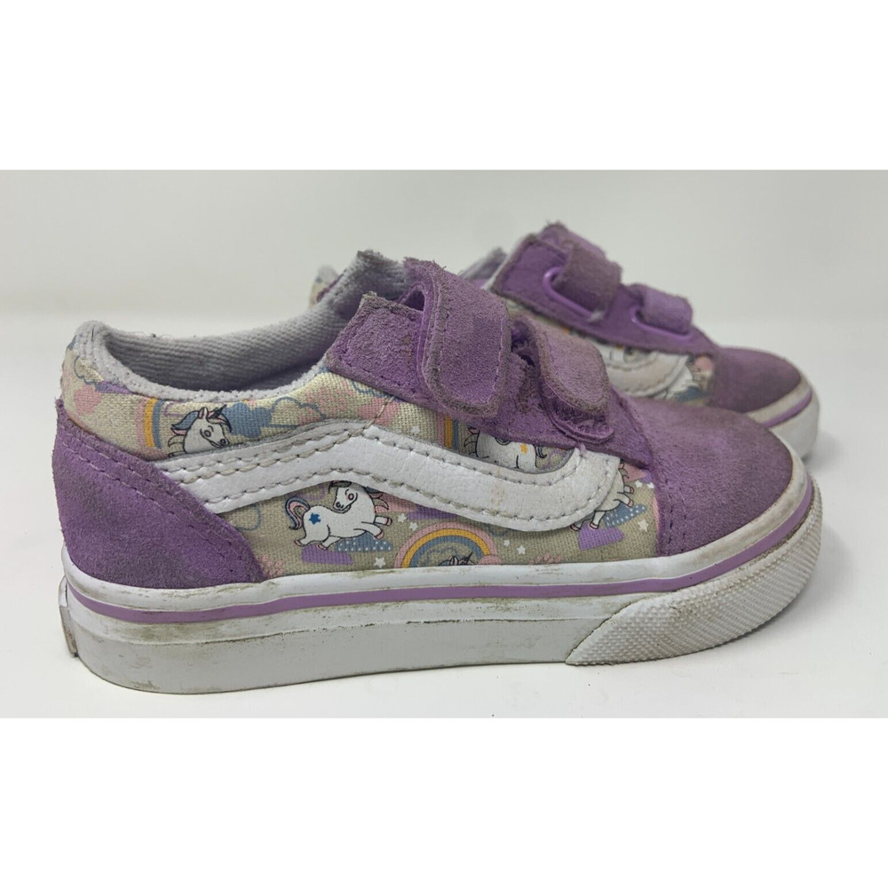 Vans Toddlers Old Skool Purple with Unicorns Suede - Size 7